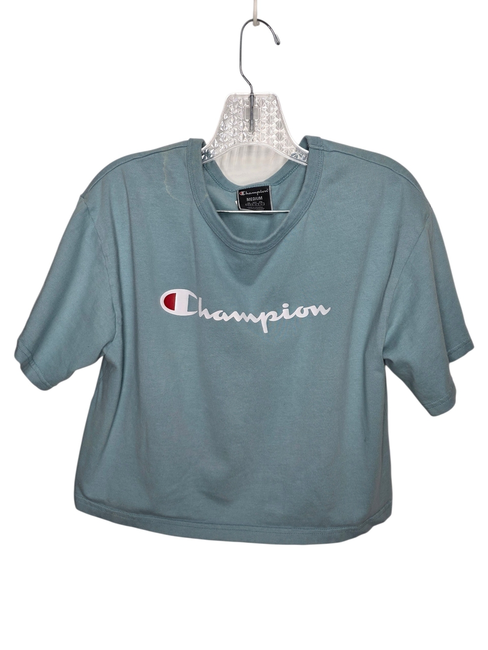 Champion Women's Cropped Tee in Dusty Blue